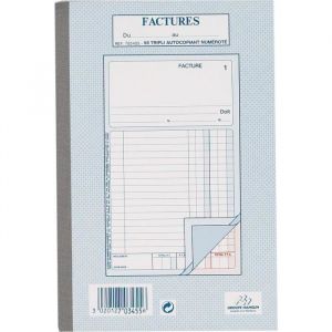 Oxford Hamelin 001 Manifold Carnet de factures A5 100 pages petits carreaux 5x5 Blanc