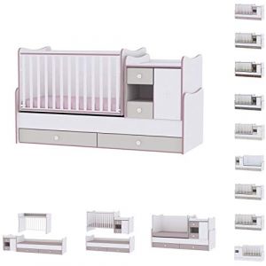 Image de Lorelli Lit bébé évolutif/combiné MiniMax 3en1 Rose/Beige