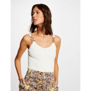Morgan Pull d&eacute;bardeur &agrave; ornements m&eacute;talliques Blanc - Taille L;M;S;XS