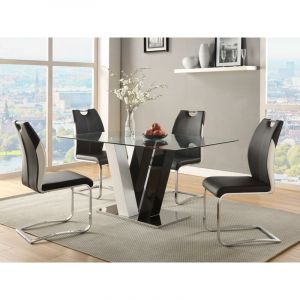 Ensemble table + 4 chaises WINCH Coloris noir & blanc