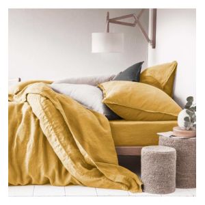 Blanc Cerise Housse de couette en lin lavé - REVE DE LIN Jaune - Couleur Jaune - Taille XL