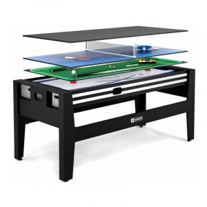 Table multi jeux 4 en 1 GLADIATEUR Air Hockey, Billard, Ping Pong, Plateau avec Accessoires Noir