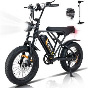 Image de HITWAY V&eacute;lo &eacute;lectrique Pliable 20" Noir Batterie 18Ah &Eacute;cran LCD Pompe &agrave; v&eacute;lo gratuite