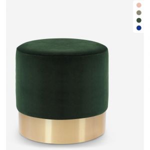 Pouf repose-pieds tabouret bas rembourré rond design velours Rossetto Couleur: Vert foncé