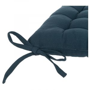 Atmosphera Galette de chaise à nouettes 38 x 38 cm - Couleur: Bleu - Bleu