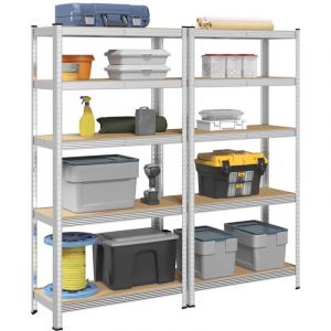 VidaXL Tag&egrave;res de rangement &agrave; 5 niveaux 2 pcs acier bois d'ing&eacute;nierie