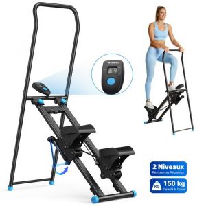 Stepper escalier pliable vertical MERACH résistance réglable à 2 niveaux guidon ajustable à 3 positions écran LCD 136 kg Max