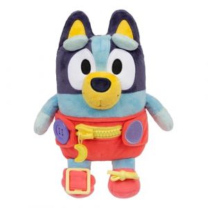 BlueY Habille et Joue avec bébé, Travaille ta motricité Fine en habillant bébé, Peluche Douce de 25,4 cm avec Boutons, Fermeture à glissière, Boucle et Lacets