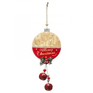 Sujet de Noël Boule Étoile 33cm Rouge & Beige