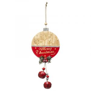 Image de Sujet de Noël Boule Étoile 33cm Rouge & Beige