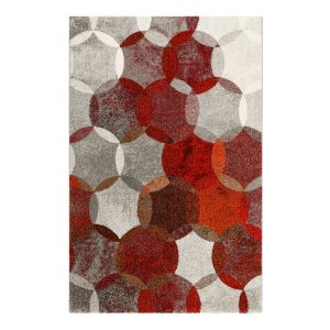 Esprit Tapis motif cercles vintage rouge/gris pour salon, chambre 290x200