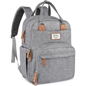100% Sac &agrave; dos &agrave; langer RUVALINO Grand avec sac multifonctionnel pour b&eacute;b&eacute; et matelas &agrave; langer mobile Porte-sucette, Taille unique, Gris