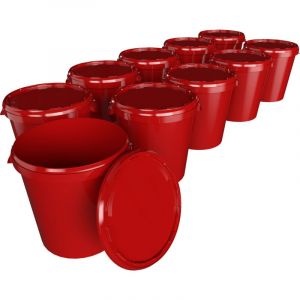 Fixedbyu - 10x Seau Hobbock avec couvercle 31,5 l, qualité alimentaire rouge