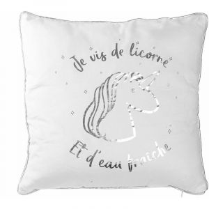 Coussin Licorne 40 x 40 cm Argent