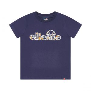 ELLESSE T-shirt Junior Garçon en coton avec manches courtes et col rond bleu marine
