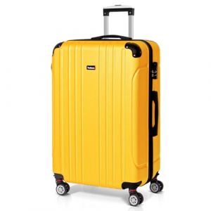 Todeco Valise Grande Taille 78cm, Valise de Voyage, 4 Doubles Roues, 78x51x28cm, Jaune citron