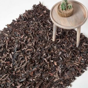 Tapis Shaggy Cuir Dallas Chocolat 120 x 180 cm