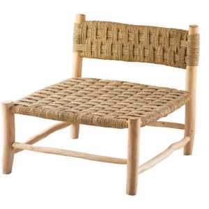 Home maison Fauteuil bas bois organique Naturel 75x75x70 cm