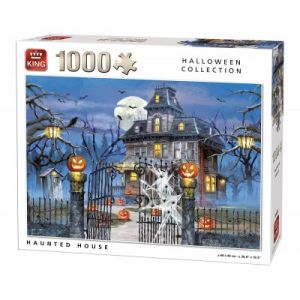 King International 5723 Halloween Maison hant&eacute;e 1000 pi&egrave;ces Puzzle, Blanc