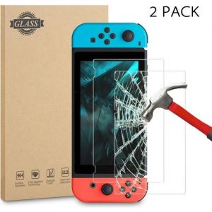 Moonmini Protection &eacute;cran Nintendo Switch [2 unit&eacute;s] [Anti-&eacute;clatement] Film Vitre Protecteur en Verre Tremp&eacute;, Ultra Clair, Anti-bulles