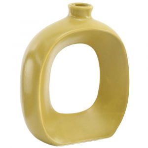 Image de Vase en gr&egrave;s oval 16 cm jaune