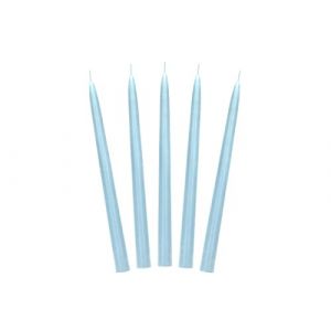 PartyDeco SKMAT-011 Lot de 10 bougies de table/&agrave; tige, chandelier, pointues, bleu clair, mate, 24 cm