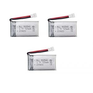 Ensemble de 3 Batteries LiPo 720mAh 3.7V pour Drones RC Compatible avec Syma X5, X5C, X5SC, X5SW, Cheerson CX-30W, Skytech M68, Wltoys F949 45x25x10 mm - 17 GR