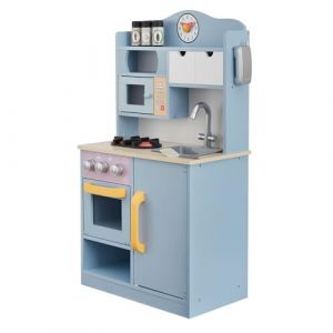 Teamson Kids Cuisinette en Bois Florence &ndash; Cuisine Enfant Classique Pastel avec Four, &eacute;vier, Micro-Ondes et Accessoires r&eacute;alistes pour Jeu d&rsquo;Imitation d&egrave;s 3 Ans