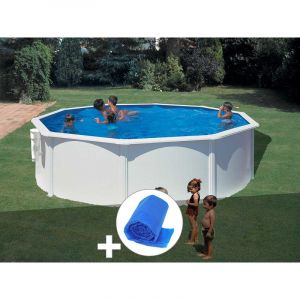 Gre Kit piscine acier blanc Bora Bora ronde 4,80 x 1,22 m + Bâche à bulles