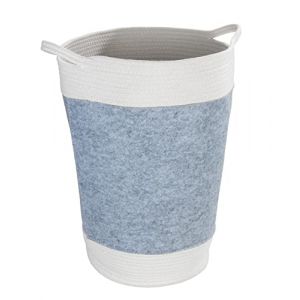 Wenko Panier à linge en feutre Bea, corbeille à linge avec deux anses blanches, volume 75 l, fabriqué à base de feutre en polyester recyclé gris clair,