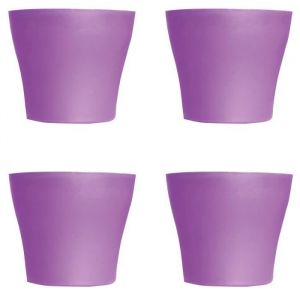 Image de BMI Lot de 4 Pots à Fleurs en Plastique Violet Avec Cache-Pot GH629PUR St Helens Home and Garden - 20 Cm x 14.5 Cm