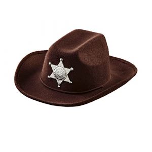 Widmann "REAL LOOK BROWN COWBOY HAT WITH SHERIFF STAR" child size -