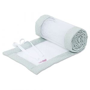 Babybay Tour de lit en maille royale pour lit d'appoint/protection contre les chocs pour lit de bébé, convient pour modèle Boxspring XXL, pois dorés menthe
