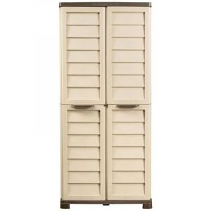 Armoire Haute De Rangement Ext&eacute;rieure/Int&eacute;rieure - 76 x 46 x H 168 cm - Beige et Taupe - Livraison gratuite