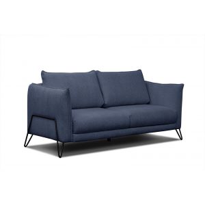 Canapé droit 3 places tissu bleu - HOSTEN