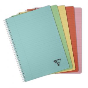 Clairefontaine 327146C Collection Linicolor ESSENCE Un Cahier à Spirale - A4 21x29,7 cm - 180 Pages Lignées avec Marge - Papier Blanc 90g - Couverture Polypro Transparent - Couleur Aléatoire