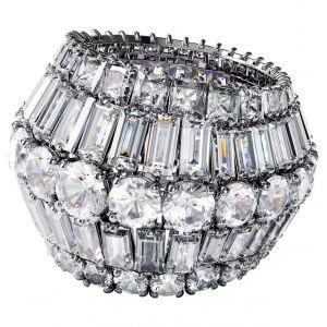 Swarovski Anello cocktail Hyperbola, Grande, Bianco, Placcato rodio