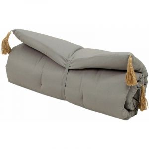 Home maison Futon coloré avec 4 pompons en jute coton gris foncé 120x60
