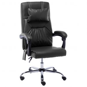 VidaXL Chaise de bureau de massage Noir Similicuir - Noir