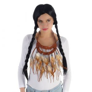 Chaks Bijoux Indiens Femme, Collier avec Plumes & Perles - Carnaval, Festival Accessoires aspect cuir