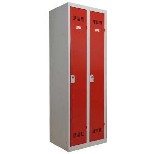 Vestiaire industrie salissante 2 cases - Gris perle et rouge