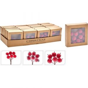 Déco pommes baie grenade neige 10.5x10.5x3cm rouge - modèle aléatoire - générique mt1001070