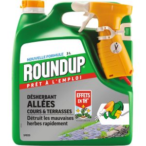Image de Roundup D&eacute;sherbant All&eacute;es Cours et Terrasses Pr&ecirc;t &agrave; l'emploi, 3L