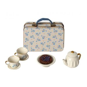 Maileg Go&ucirc;ter de l'apr&egrave;s-midi, souris - madeleine bleue - h: 7 cm x l : 11 cm x l: 3,5 cm