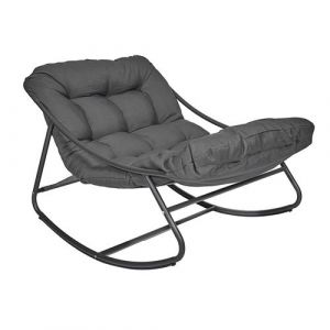 SABHA - Fauteuil à Bascule en Métal et Textilène Gris avec Coussin Gris - Altobuy