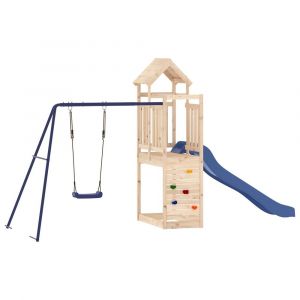 Image de Aire de jeux d'ext&eacute;rieur balan&ccedil;oires toboggan portiques robuste jeux jardin 424 x 186 x 214 cm bois de pin massif 02_0004800