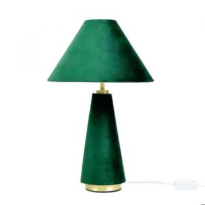 Relaxdays Lampe de table, abat-jour velours et pied m&eacute;tal, E14, H 47 x 30 cm, lampe chevet avec c&acirc;ble, chambre, vert/or.