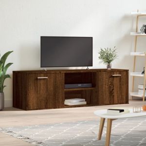 Image de VidaXL Meuble TV, Armoire de T&eacute;l&eacute;vision avec &Eacute;tag&egrave;res et Portes, Meuble T&eacute;l&eacute; avec Rangement Salle de S&eacute;jour, Moderne, Ch&ecirc;ne Marron Bois d'Ing&eacute;nierie