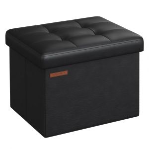 Songmics Pouf pliable 31 x 41 x 31 cm capacité de charge 130 kg noir