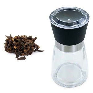 Aromandise Moulin à épices en verre et céramique + clous de girofle bio